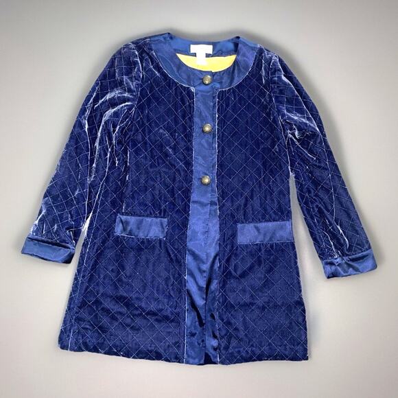 Soft Surroundings Womens Sm Silk Rayon Blue Velvet Jacket Quilted M - Picture 7 of 7